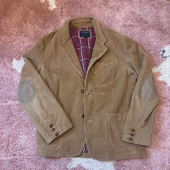 American Eagle Outfitters Other - American Eagle Corduroy Jacket Mens XL Beige Tan Two Button Elbow Pad Preppy